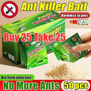 【Buy 25 Take 25 】50pcs 5Grams/Pack Powder Ant Killing Bait Original Green Killer Ant Traps Powerful Effect Insect Killer Bait Powder No Chemical Residue & Kill All Kind of Crawling Insect Great for Indoor Home