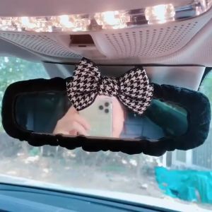 Bọc Gương Chiếu Hậu Nội Thất Ô Tô Bao Da PU Ngọc Trai Hoa Camellia Trang Trí Gương Nội Thất Xe Hơi Xinh Xắn otofunmoclan