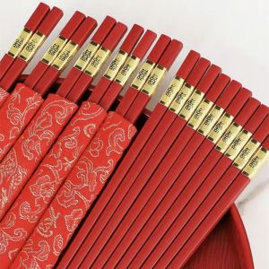 Bộ 10 Đôi Thìa Hợp Kim Đỏ Cưới Thân Thiện Với Môi Trường Dùng Trong Gia Đình Tiệc Cưới Chuyển Nhà Lễ Hội Xuân