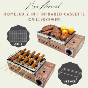 Homelux Portable Gas Stove 2 in 1 Infrared Cassette Grill & Skewer BBQ Camping Gas Stove High Quality HPB-6006B Dapur Gas