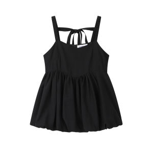 Sweet Flower Bud Skirt Strap Vest Korean Style Butterfly Knot Waist Tie Sleeveless Top Summer Fashionable Sun Protection Womens T-shirt