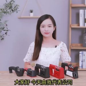 Pengasah Pisau dan Gunting 4IN1 Knife Sharpener Scissors Sharpener Alat Pengasah Pisau dan Gunting 3 Stage Sharpener Kitchen Easy Polish Knife Stone 磨刀器
