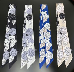 Summer New Style Small Silk Scarf Korean Fashion Hair Ties Womens Accessories Floral Pattern Decorative Long Thin Neck Scarf