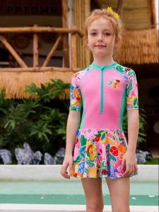 PPTOWN | Sun-Resistant Chlorine-Resistant Girls One-Piece Swimsuit