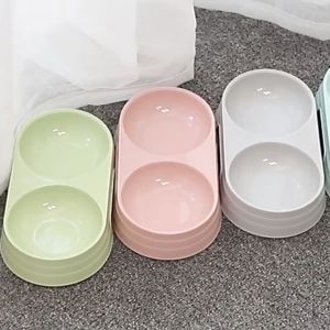 Mangkuk Double Kucing Tempat Makan Kucing & Anjing 2 in 1 Mangkuk Makan Anti Licin Aksesoris Hewan