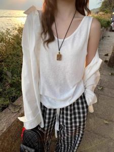 QIAOCHENXIAN | Cotton Ice Silk Plus Size Loose Fit Womens Tank Top