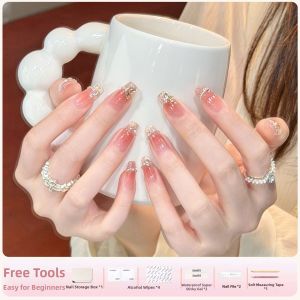 GANGHOU | Bridal Nail Stickers for Wedding Photo Shooting Medium-Long Cat Eye Whitening