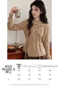 Áo Sweater Len Cashmere Màu Đa Dạng Dây Buộc eo Thiết Kế Không Quy tắc Cho Phụ Nữ Mùa Thu Đông
