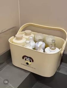 Giỏ đựng đồ dùng phòng tắm có quai cầm tay trong suốt thiết kế thoát nước thông minh