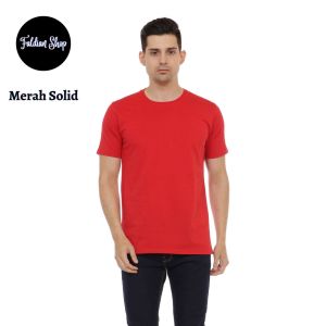 Kaos Polos Pria Oneck Lengan Pendek Bahan Katun Combed 30s Warna Merah Solid