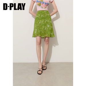 D-PLAY | Slimming Fashion Retro Green Print Skirt