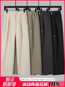 American Retro Comfortable Breathable Mens Casual Loose Straight Leg Pants Spring Summer Solid Color Trendy Commute Leisure Long Trousers