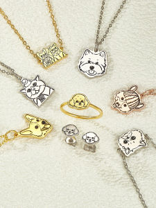 Pet Photo Customized Necklace Kitten Dog Head Portrait Bracelet Pendant Ring Lettering Sterling Silver Jewelry Souvenir Gift