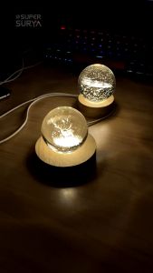 Lampu Meja Hias Bola Kristal LED USB Mini Multifungsi Aesthetic Multifungsi