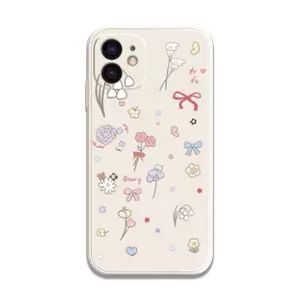 Full Cover Liquid Silicone Phone Case with Small Floral Print for  17Nova 14 Huawei P70 Mate70 Xiaomi 15 Oppo Reno14 Vivo30 Honor 15