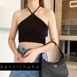 เสื้อผูกคอ เสื้อคล้องคอ เสื้อครอป ผ้าวิ้ง ผ้าBizubizu เสื้อครอปผ้ากลิตเตอร์