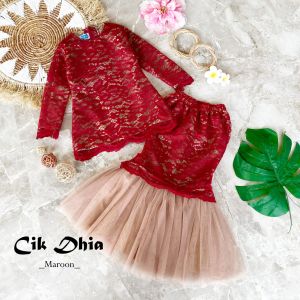 setelan anak perempuan cik dhia/setelan rok duyung/baju pesta anak