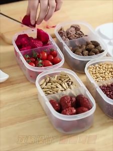 Double Compartment With Lid Containers Refrigerator Storage Boxes Multi-purpose Plastic Storage Jar Boxes