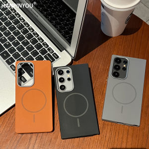 PU mềm sang trọng kết cấu da Ốp điện thoại cho Samsung Galaxy S25 S24 S23 S22 Ultra Plus FE chống sốc không dây sạc bảo vệ vỏ mềm