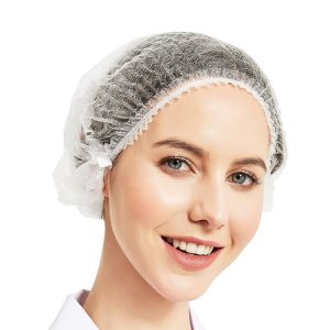 100pcs หมวกอาบน้ําแบบใช้แล้วทิ้งผมหัวครอบคลุมสุทธิ Bouffant ป้องกันฝุ่นป้องกันฝุ่นหมวก Breathable ชุดว่ายน้ําหมวกห้องครัว