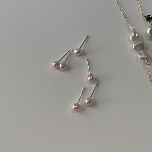Elegant Miniature Pearl Stud Earrings in Soft Cherry Blossom Pink S925 Sterling Silver Simple Stylish Jewelry for Women