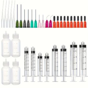 Glue Applicator Syringe Blunt Tip Needle and Cap with Soft Plastic Tube Suitable for Ink Epoxy Woodworking Craft Liquid