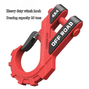 Winch Hook Heavy Duty Max 20 Ton Forged Steel 3/8" with Rubber Protector Winch Tow Clevis Slipfor Synthetic Rope Winch Cable ATV