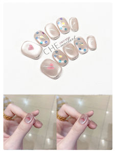 2025 Handmade Nail Art Wearing Nail Powder Purple Diamond Cats Eye Luxury Flash Match All High-End White Enhance 833