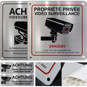 Video Surveillance Sign Security Camera Signs Reflective and Waterproof Material 24 Hour Surveillance Sign for Home/Business