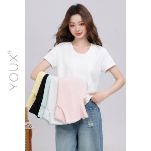YOUXIANG | Áo Thun Tay Ngắn Cổ Tròn Đơn Giản Elegance