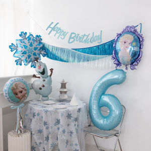 Blue Color Frozen Birthday Party Decoration Baby Girl Aisha Girl Princess Children Full-Year Scene Layout