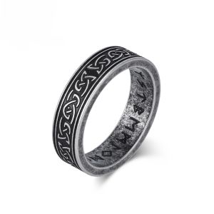 Kemstone Norse Rune nút thắt Celtic nhẫn thép không gỉ cho nam giới-trang sức phong cách Viking cổ điển