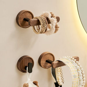 Black Walnut Wood Hair Tie Storage Rack Bathroom Hairband Holder Hair Accessory Hook No Drilling Needed Maximum Load 3kg-5kg