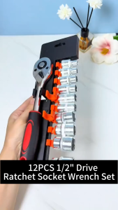 12 PCS TOOLS SET 1/2 INCH Ratchet Socket Wrench Set Multi-function Spanner Bicycle Motorcycle Car Repairing Tool Set