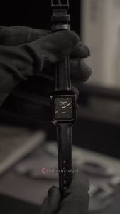 Jam Tangan Wanita Christophe Arden CA 1004 LHLIPBA Black Dial Black Leather Strap