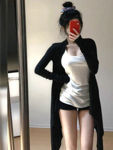 เสื้อกั๊กแขนกุดผู้หญิงไซส์ใหญ่สไตล์เกาหลี ทรงเข้ารูป ปกป้องแสงแดด ชุดสองชิ้น ฤดูร้อน เสื้อคลุมกันหนาว แฟชั่นลำลอง