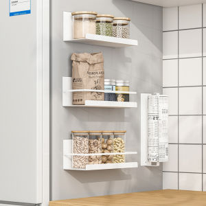 Muye Magnetic Kitchen Wall Storage Rack Iron Material One Layer Nordic Style Refrigerator Spice Paste Paper Storage Holder