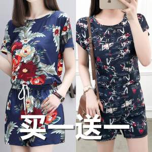 Bộ Quần Short Cotton Giữa Eo Bộ Hai Món Cho Phụ Nữ Trung Niên Và Người Cao Tuổi Trang Phục Mùa Hè Thời Trang Với Áo Chui Đầu Cổ Tròn