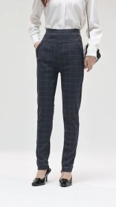 KM Sierra Slim Cut Women Checkered Pattern Pants [P7027]