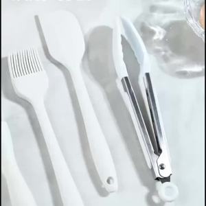 SHENJIU | 4 Cái/bộ Bộ Dụng Cụ Làm Bánh Bằng Silicon Kèm Thìa Kem Bánh Dụng Cụ Cạo Trứng Bàn Chải Dầu Nướng Kẹp Thực Phẩm - Phụ Kiện Tiện Ích Nhà Bếp