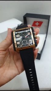 Jam Tangan Pria SWISS ARMY 9146 Original Tali Karet Crono Aktif Fashion Pria Elegan Free Box Ori