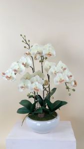 กระถางกล้วยไม้ปลอม ดอกไม้พร้อมกระถาง ดอกไม้ปลอมแต่งบ้าน