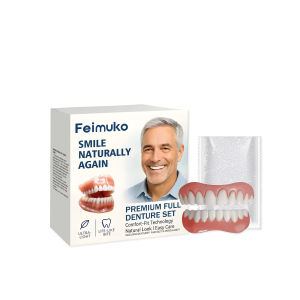 Dentures Full Set Natural Upper Lower Braces Silicone Denture Set for Men Women Instant Confident Fake Tooth Oral Hygiene Care