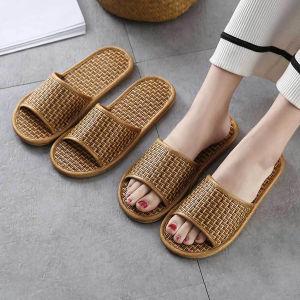 Spring and Summer Bamboo Men&Woven Rattan Grass Slippers Straw Mat Slippers Indoor Wooden Floor Home Linen Slippers