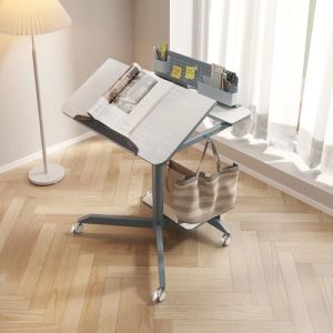 Hydraulic Desk with Bag Hanger and CPU Stand Mobile Standing Desk