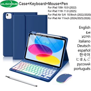 Case Keyboard for iPad 11th Generation A16 11-inch 10th Gen 10.9 Air 5th 4th Air 11 M4 M3 M2 Mouse &Stylus Pen &Cover&Keyboard