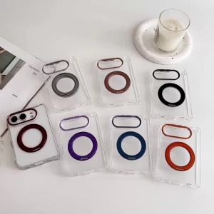 Luxury Transparent Rotating Magnetic 360 Kickstand For Magsafe Case For iPhone Duo Bracket Hard PC TPU Shockproof Cover