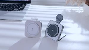 15W Fast Wireless Charger Magnetic 2 in 1 Foldable Wireless Charging Station Fast Charging Phone Stand Portable Aluminum Magnetic