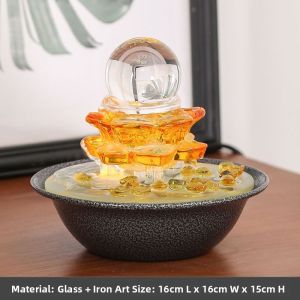 Small Glass Decorative Items Wealth Attracting Feng Shui Water Wheel Home Living Room Front Desk Ceramic Decorations Gifts