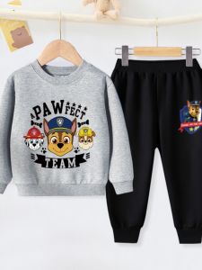 Fashionable Little Yellow Duck Boys Autumn Set Cartoon Sweatshirt Pants Two-Piece Suit Trendy Kids Clothing Cotton Material
